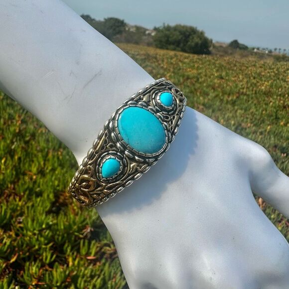 Carolyn Pollack Jewelry - Carolyn Pollack Relios Sterling Silver Turquoise Cuff Bracelet